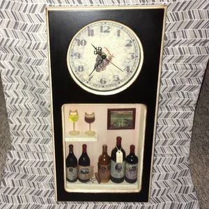 Vintage Wine / Vineyard Theme Shadowbox Wall Clock